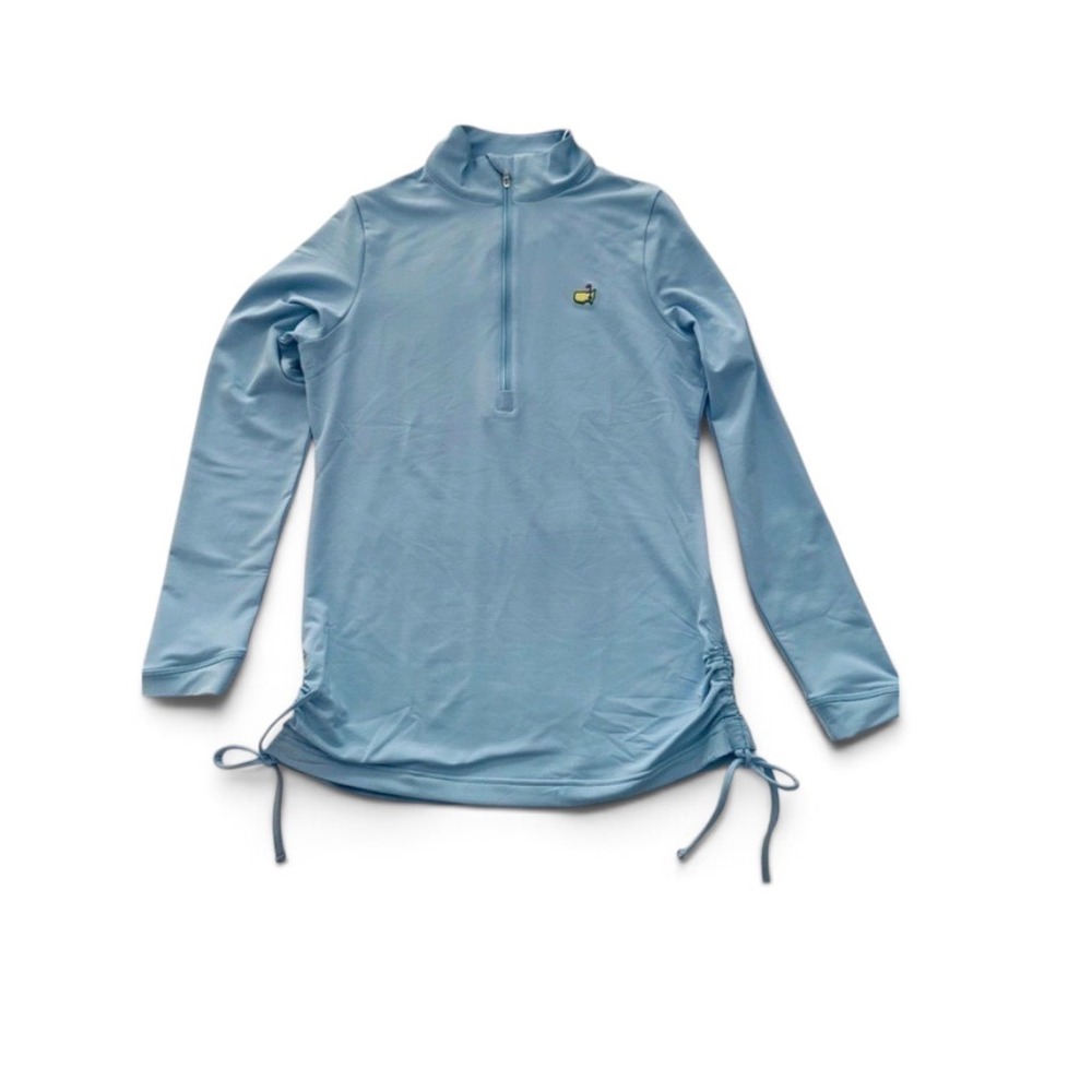 Masters Tournament Womens Light Blue Quarter Zip Golf Pullover Small Side Cinch